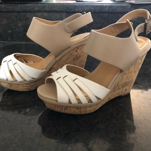 White & Tan Wedges - Picture 1 of 5